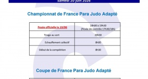 FLASH INFO CHAMPIONNAT ET COUPE DE FRANCE PARA JUDO ADAPTÉ